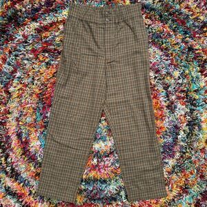 Madewell Paperbag Plaid Tapered Pants Brown High Rise Women 4 Stretch Waist